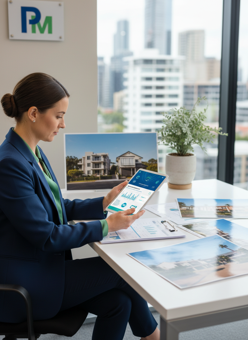 Property manager reviewing compliance details